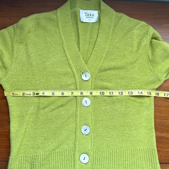 TARA JARMON Yellow Green Crop Sweater Cardigan - Picture 6 of 8